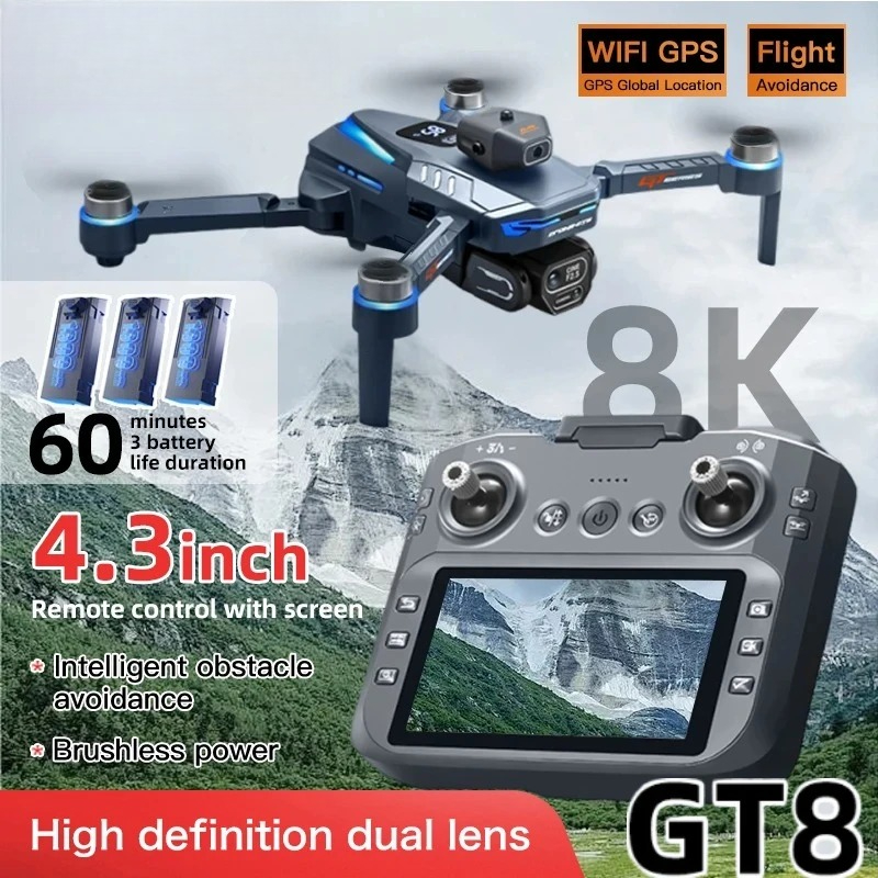 Fpv Brushless Rc Drone 4K - طائرة بدون طيار GT8 الأصلية بدقة