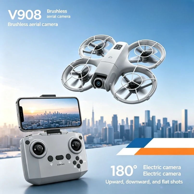 Fpv Brushless Rc Drone 4K - طائرة بدون طيار V908 الأصلية القابلة