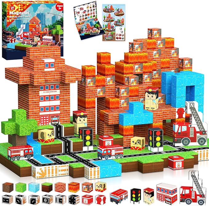Magnetic Building Tiles Set 100Pcs - كتل مغناطيسية 100 قطعة مجموعة مزرعة