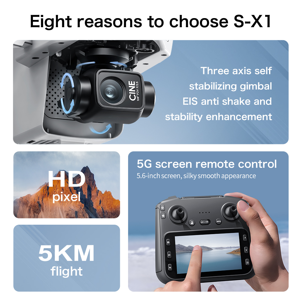 طائرة بدون طيار S-X1 الأصلية م - مراجعة Fpv Brushless Rc Drone 4K وسعره
