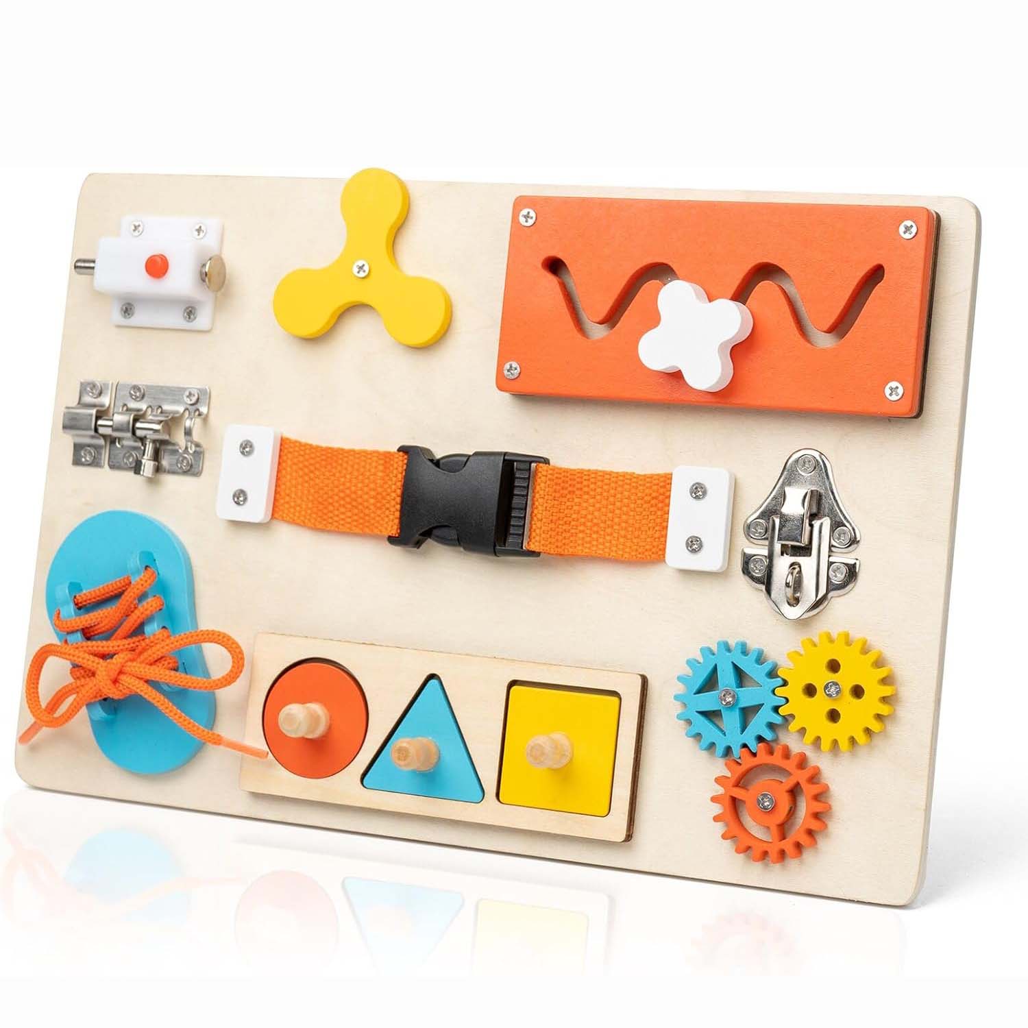 لوحة مونتيسوري المزدحمة للأطفا - مراجعة Montessori Wooden Busy Board Toddler وسعره